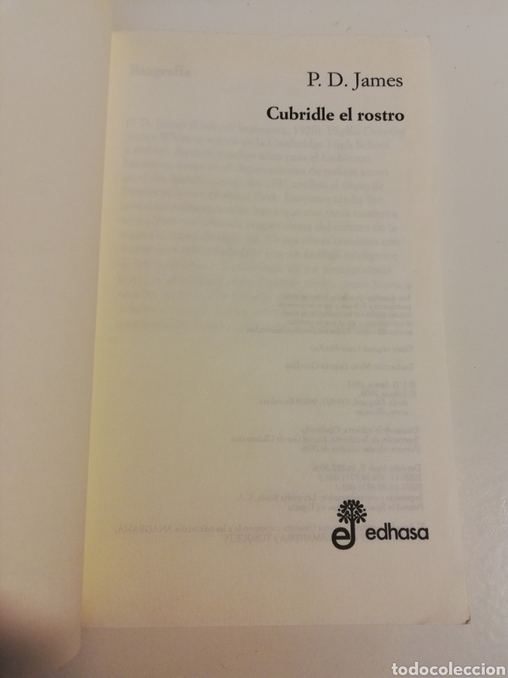 Libros de segunda mano: CUBRIDLE EL ROSTRO (P. D. JAMES) - Foto 2