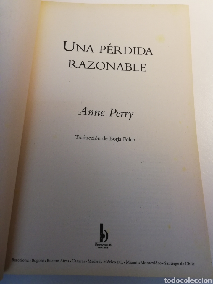 Libros de segunda mano: UNA P&Eacute;RDIDA RAZONABLE (ANNE PERRY) - Foto 3
