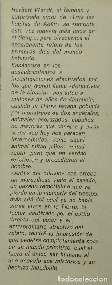 Libros de segunda mano: ANTES DEL DILUVIO - HERBERT WENDT. - Foto 2