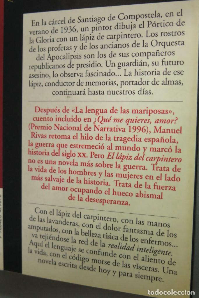Libros de segunda mano: 1998.- EL L&Aacute;PIZ DEL CARPINTERO. MANUEL RIVAS - Foto 2