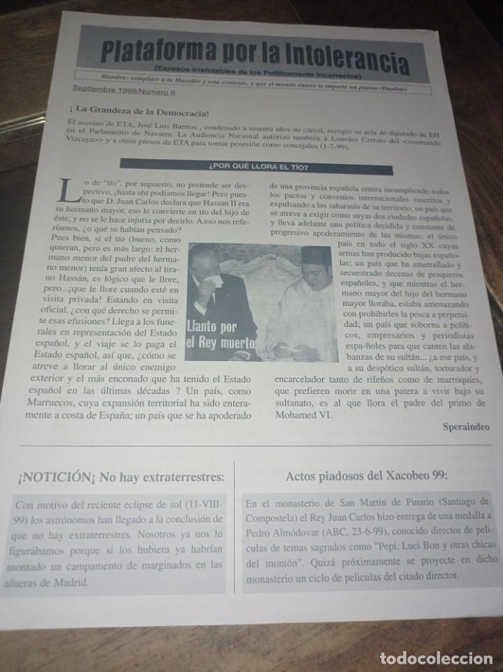 Libros de segunda mano: PLATAFORMA POR LA INTOLERANCIA NUMERO 6 SEPTIEMBRE 1999 REF. UR MES