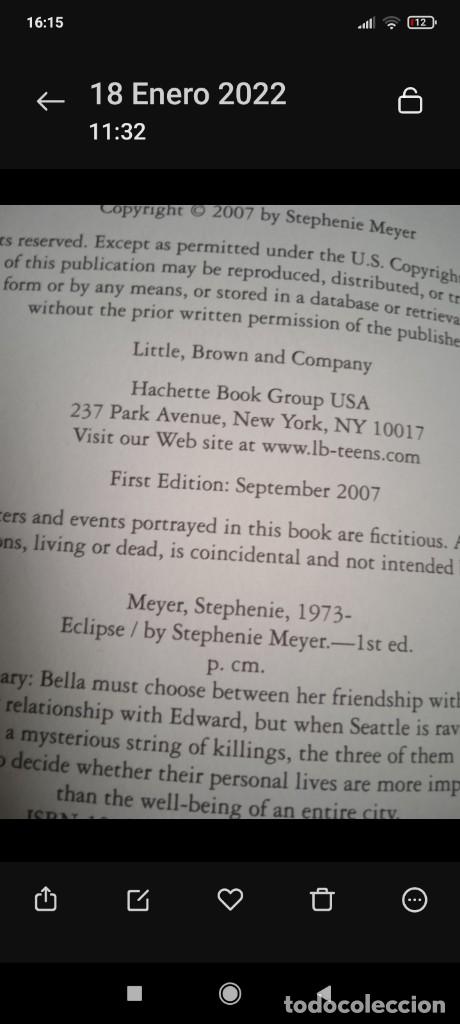 Libros de segunda mano: Primeras ediciones. Saga Crep&uacute;sculo.2 libros, Breaking Down y Eclipse. Versi&oacute;n original en Ingl&eacute;s. - Foto 7