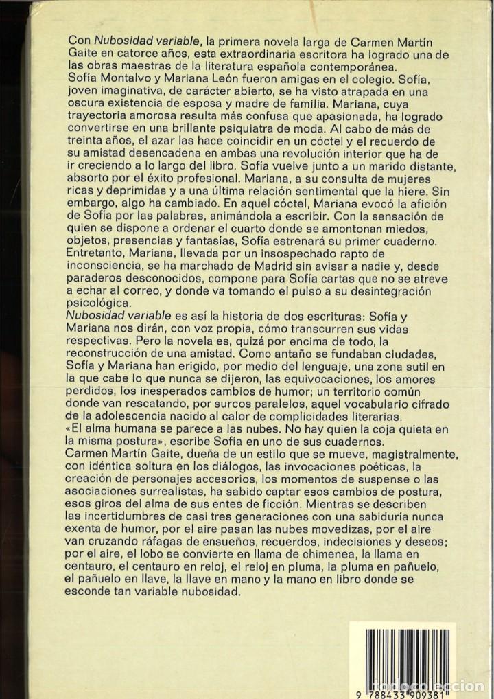 Libros de segunda mano: NUBOSIDAD VARIABLE. Carmen Mart&iacute;n Gaite - Foto 2
