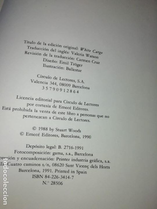 Libros de segunda mano: CONTRABANDO BLANCO. STUART WOODS. CIRCULO DE LECTORES 1981 - Foto 3