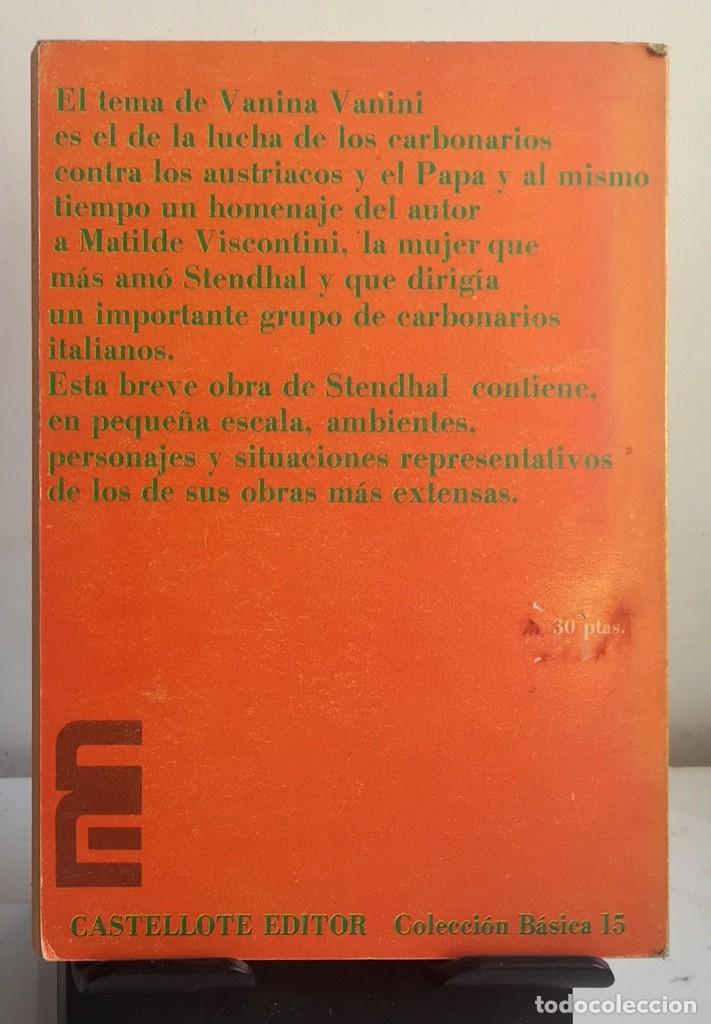 Libros de segunda mano: VANINA VANINI. Stendhal - Foto 2