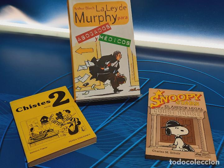 Libros de segunda mano: 3 Libros de Humor. La Ley de Murphy para Abogados y M&eacute;dicos + Snoopy Stars El Asesor Legal + Chistes