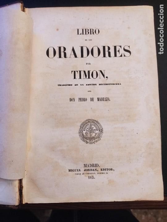 Libros de segunda mano: El Libro de los Oradores. Timon - 1845 - Foto 1