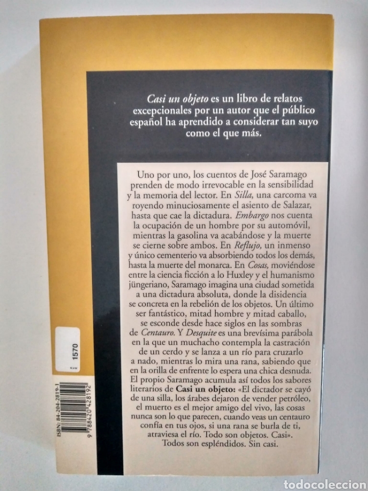 Libros de segunda mano: Casi un objeto / Jos&eacute; Saramago. - Foto 3