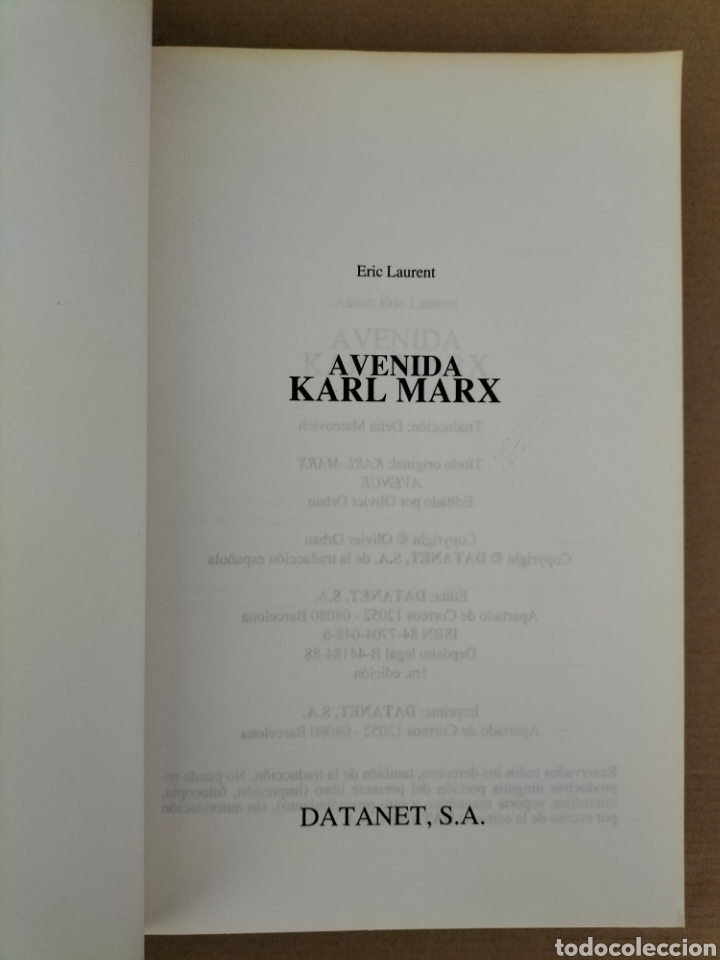 Libros de segunda mano: Avenida Karl Marx. Eric Laurent. Datanet. Libro - Foto 2