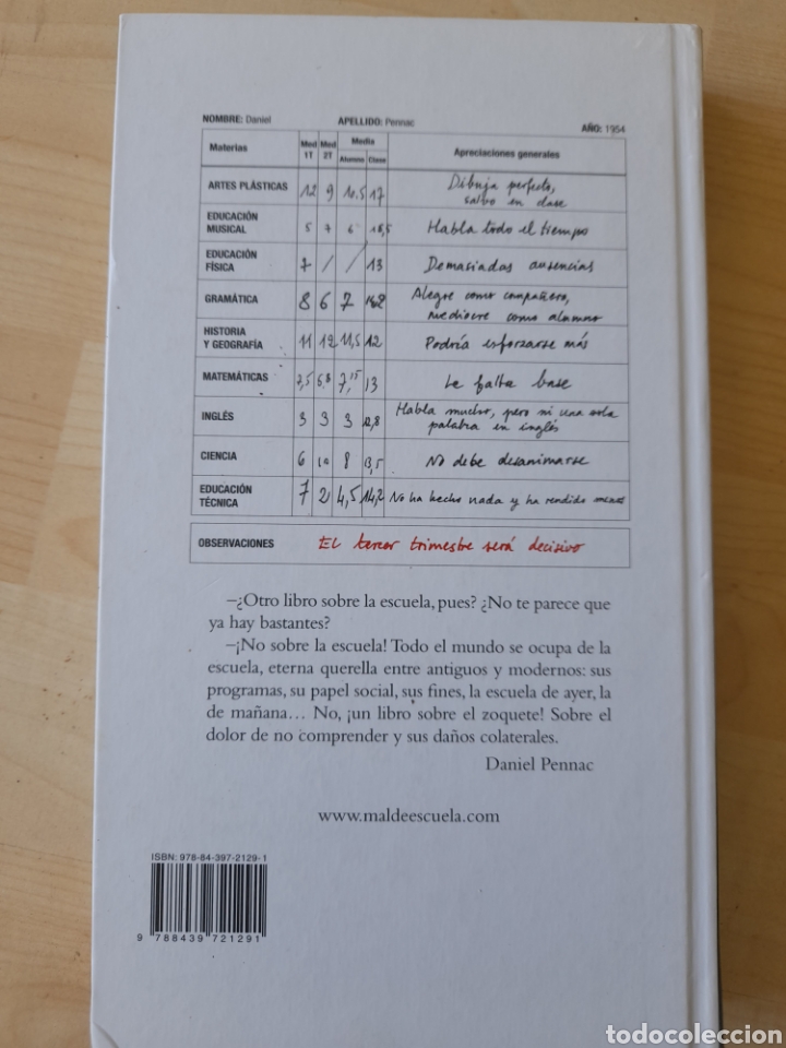 Libros de segunda mano: Mal de escuela. Daniel Pennac - Foto 2