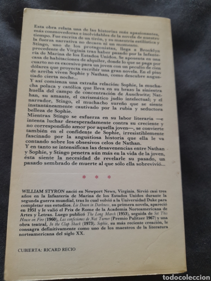 Libros de segunda mano: La decisi&oacute;n de Sophie. William Styron - Foto 2