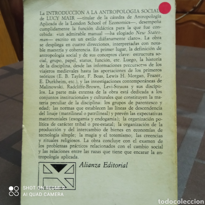 Libros de segunda mano: introducci&oacute;n a la Antropolog&iacute;a social - Foto 2