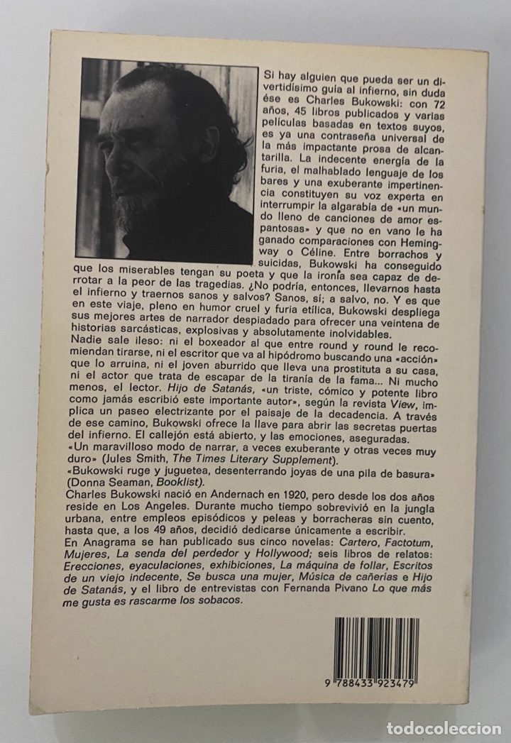 Libros de segunda mano: Hijo de Satan&aacute;s - BUKOWSKI, Charles - Foto 2