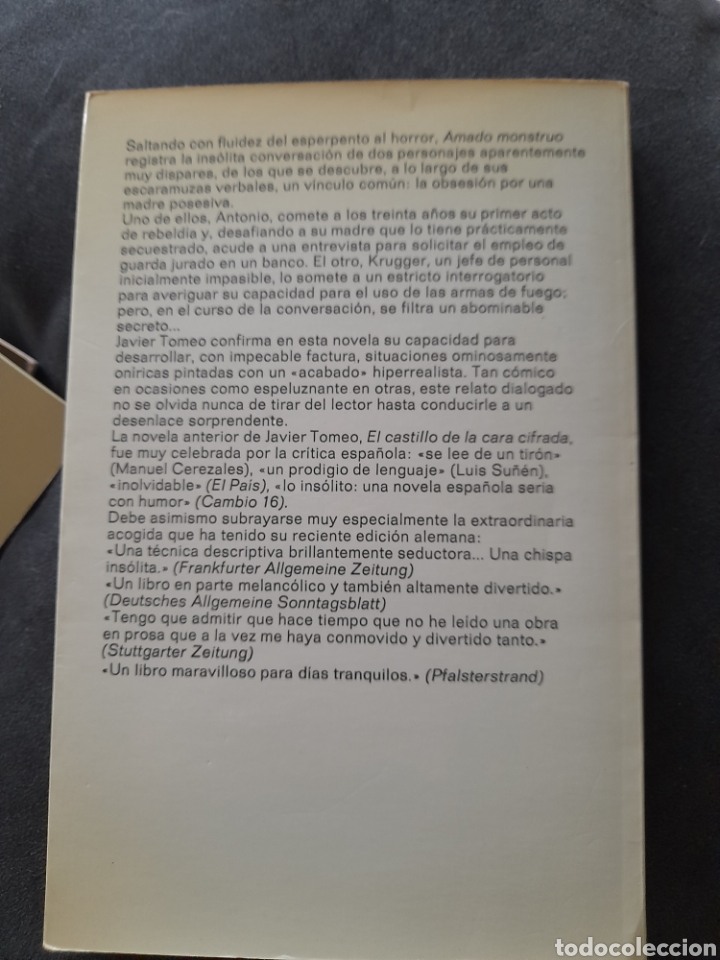Libros de segunda mano: Amado monstruo. Javier Tomeo - Foto 2