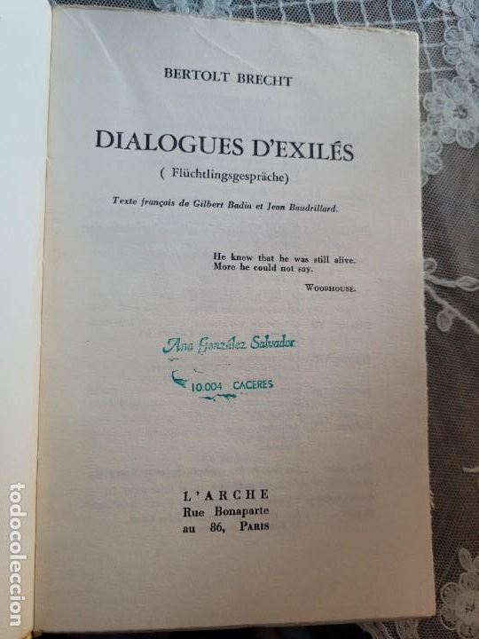 Libros de segunda mano: Dialogues dexil&eacute;s - BRECHT Bertolt - 1965 - Foto 2