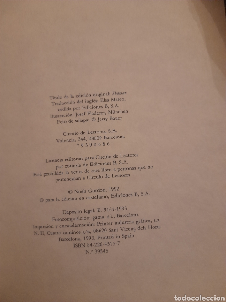 Libros de segunda mano: CHAMAN, libro de Noah Gordon, de 1993 - Foto 3