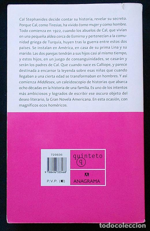Libros de segunda mano: Middlesex - Jeffrey Eugenides - Quinteto (2005) - Foto 2