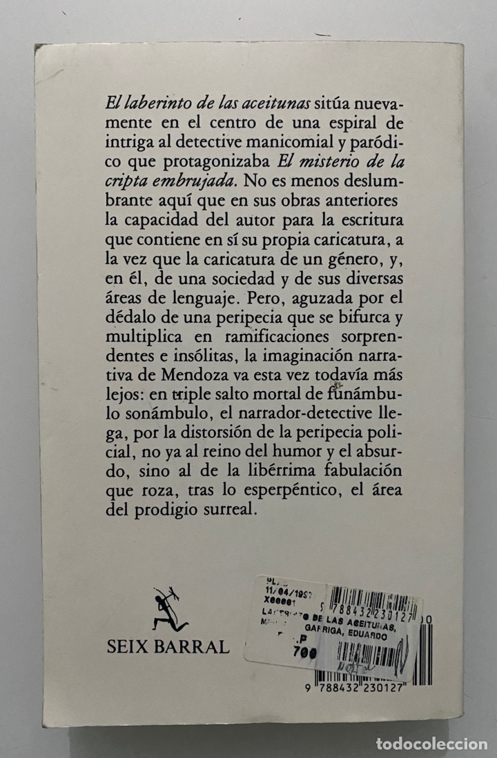 Libros de segunda mano: El laberinto de las aceitunas - MENDOZA, Eduardo - Foto 2