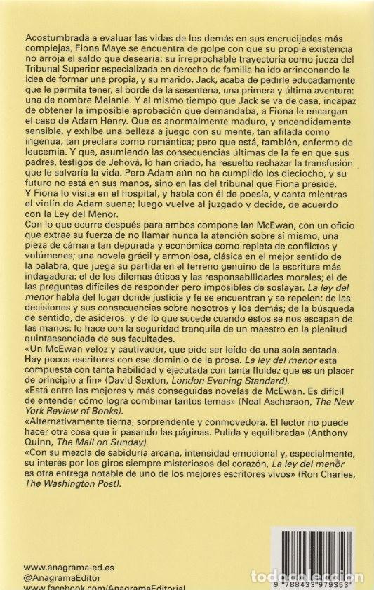 Libros de segunda mano: La ley del menor / Ian McEwan - Foto 3