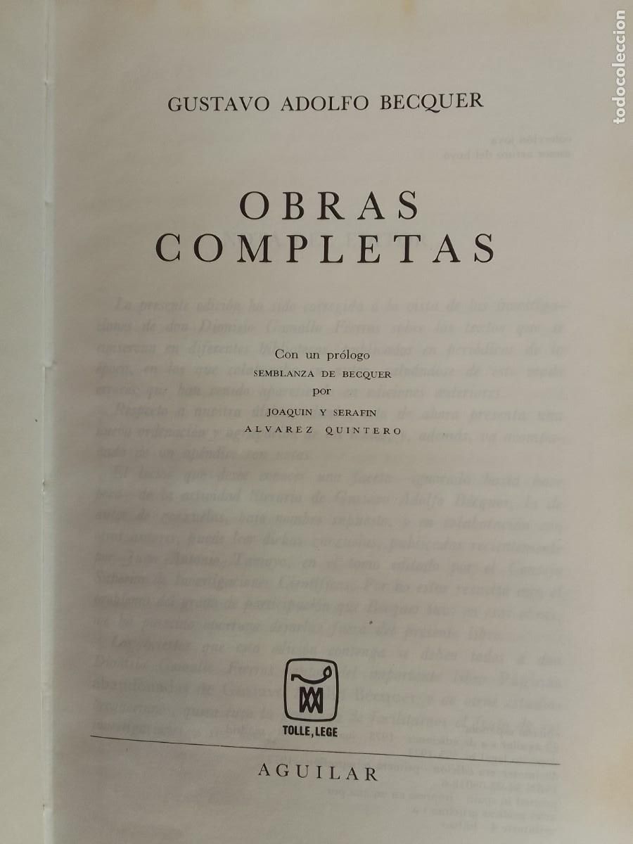 Libros de segunda mano: BECQUER . OBRAS COMPLETAS. AGUILAR 1973. - Foto 5