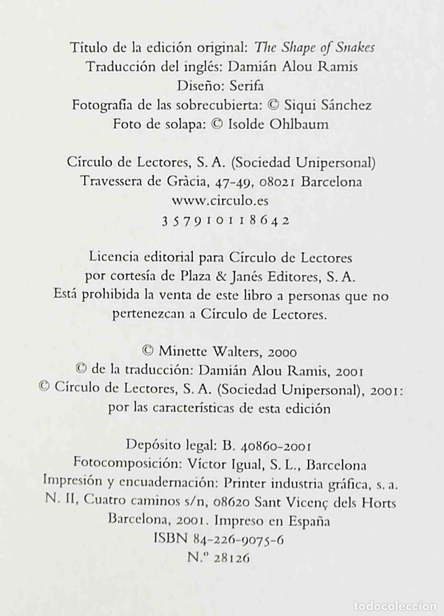 Libros de segunda mano: La forma de la serpiente (Minette Walters) - Foto 2