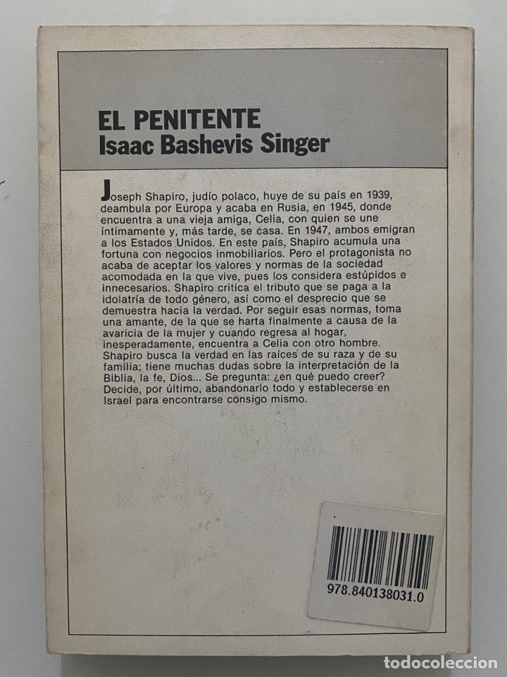 Libros de segunda mano: El penitente - SINGER, Isaac Bashevis - Foto 2