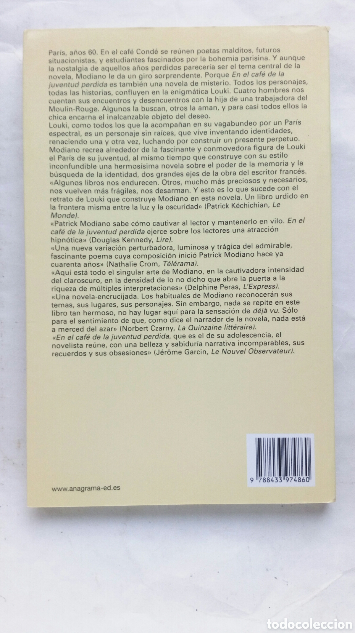 Libros de segunda mano: En el caf&eacute; de la juventud perdida. Patrick Modiano. - Foto 2