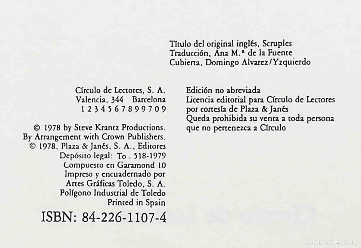 Libros de segunda mano: Scruples (Judith Krantz) C&iacute;rculo de lectores - Foto 3