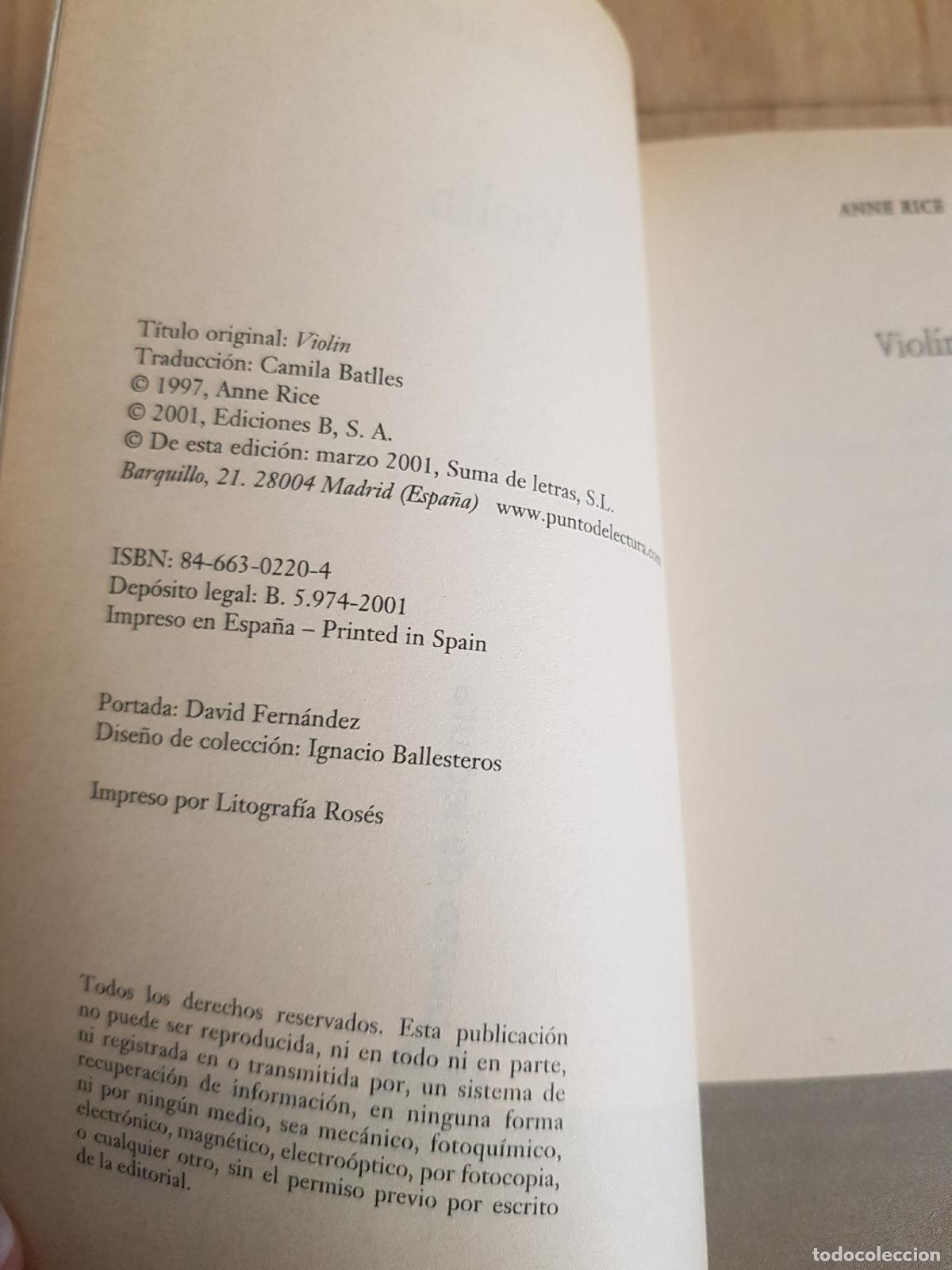 Libros de segunda mano: Viol&iacute;n - Anne Rice - Foto 6