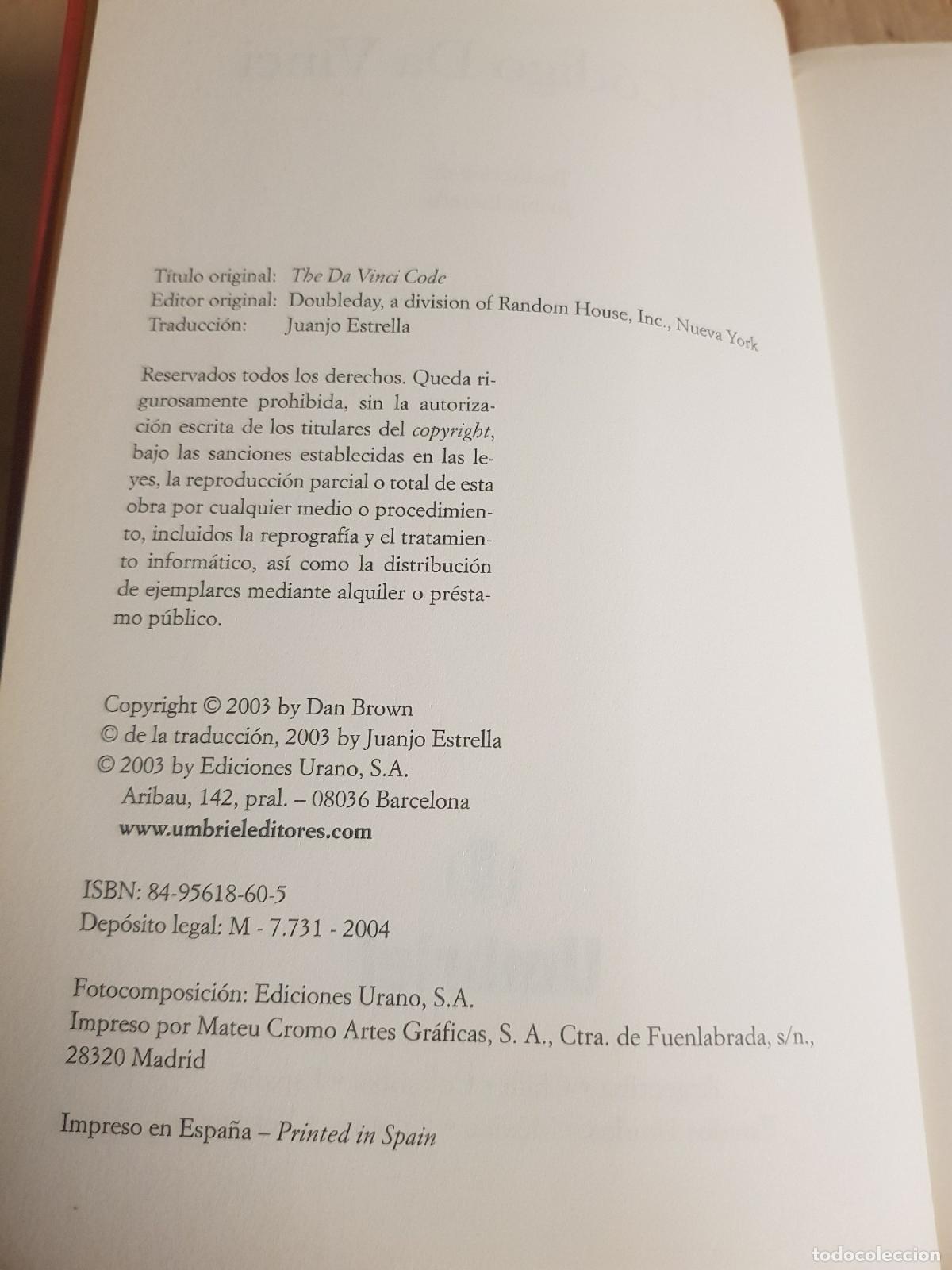 Libros de segunda mano: El codigo da vinci - Dan Brown - Foto 5