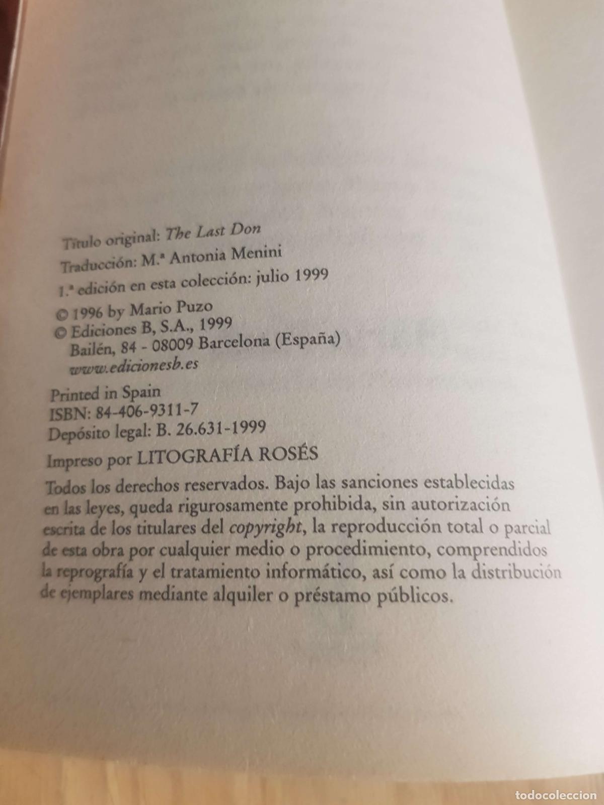 Libros de segunda mano: El &uacute;ltimo don - Mario Puzo - Foto 6