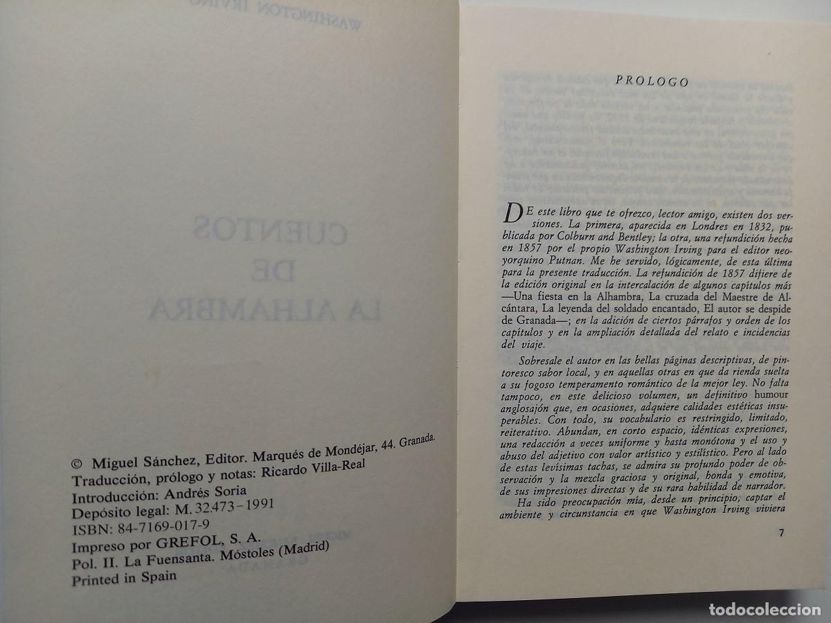 Libros de segunda mano: CUENTOS DE LA ALHAMBRA. Washington Irving - Foto 5
