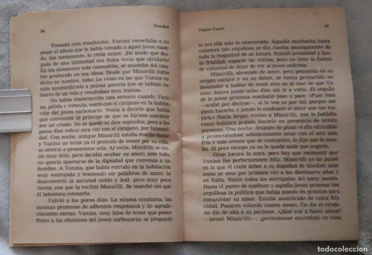 Libros de segunda mano: VANINA VANINI. - Foto 4