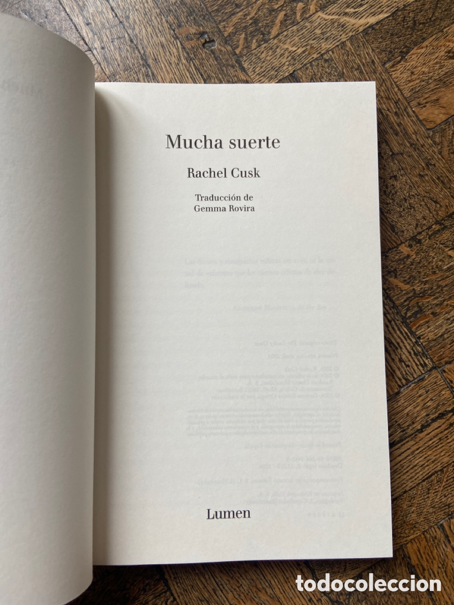 Libros de segunda mano: Mucha suerte - Rachel Cusk - Lumen (2004) - Foto 3