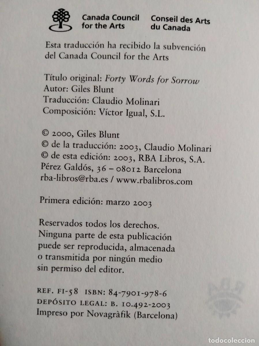 Libros de segunda mano: Cuarenta maneras de decir dolor - Giles Blunt - Foto 2
