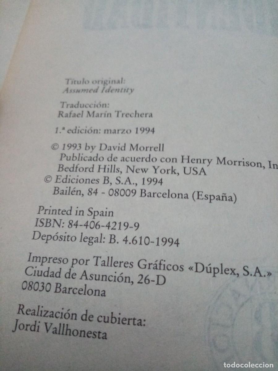 Libros de segunda mano: FALSA IDENTIDAD. David. MORRELL. 1 EDICI&Oacute;N 1994 34L - Foto 2