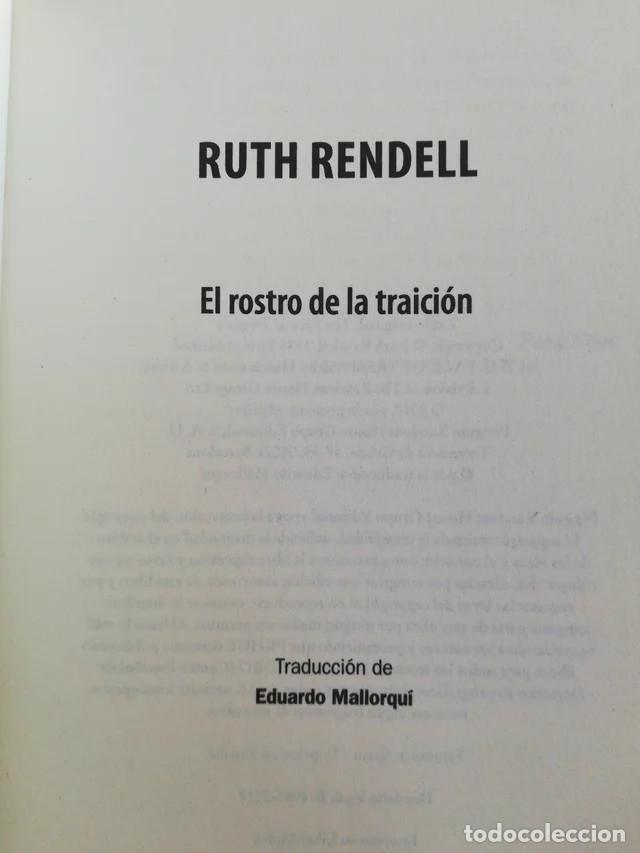 Libros de segunda mano: Libro El Rostro de la Traici&oacute;n, de Ruth Rendell - Foto 2