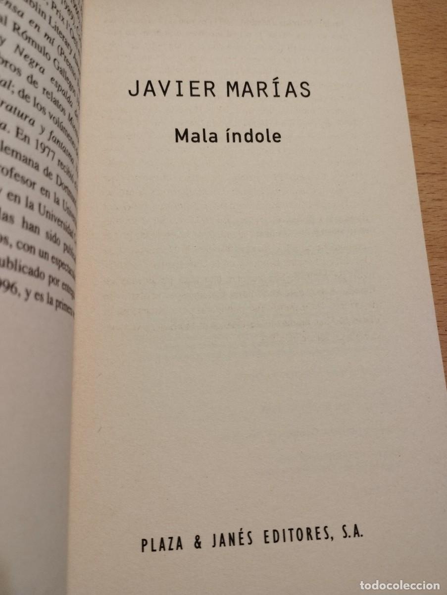 Libros de segunda mano: MALA &Iacute;NDOLE (JAVIER MAR&Iacute;AS) - Foto 2