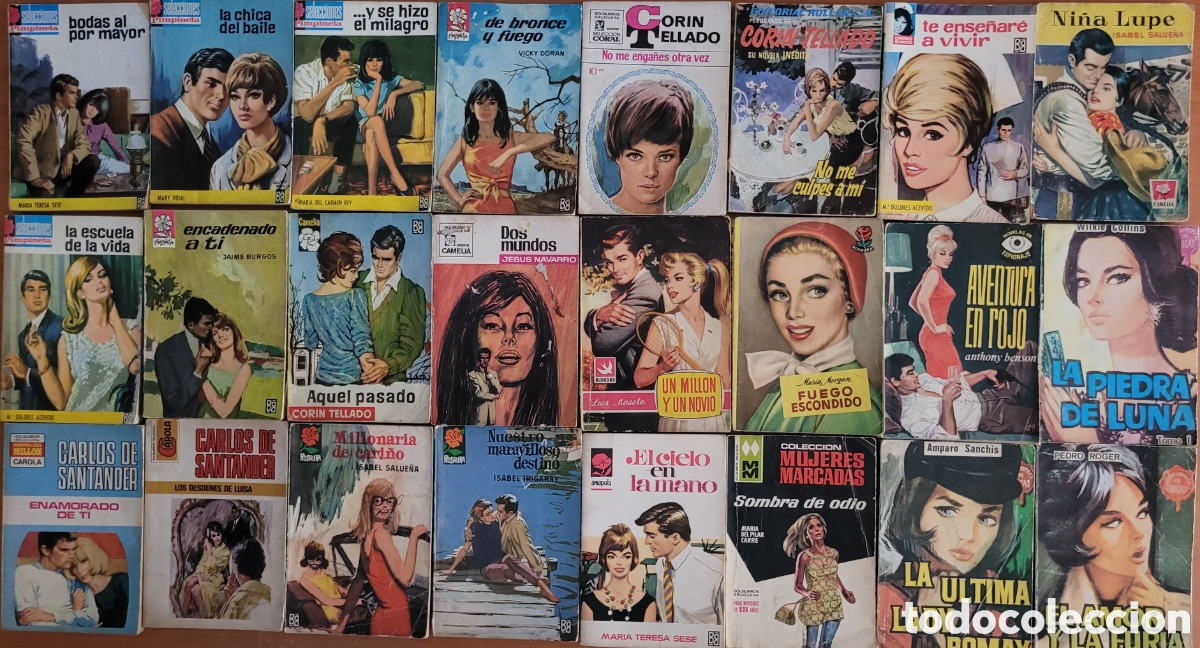 Libros de segunda mano: 24 NOVELAS PIMPINELA CAMELIA ROSAURA CAROLA CORIN TELLADO AMAPOLA CAMELIA A&Ntilde;OS 50,60 Y 70