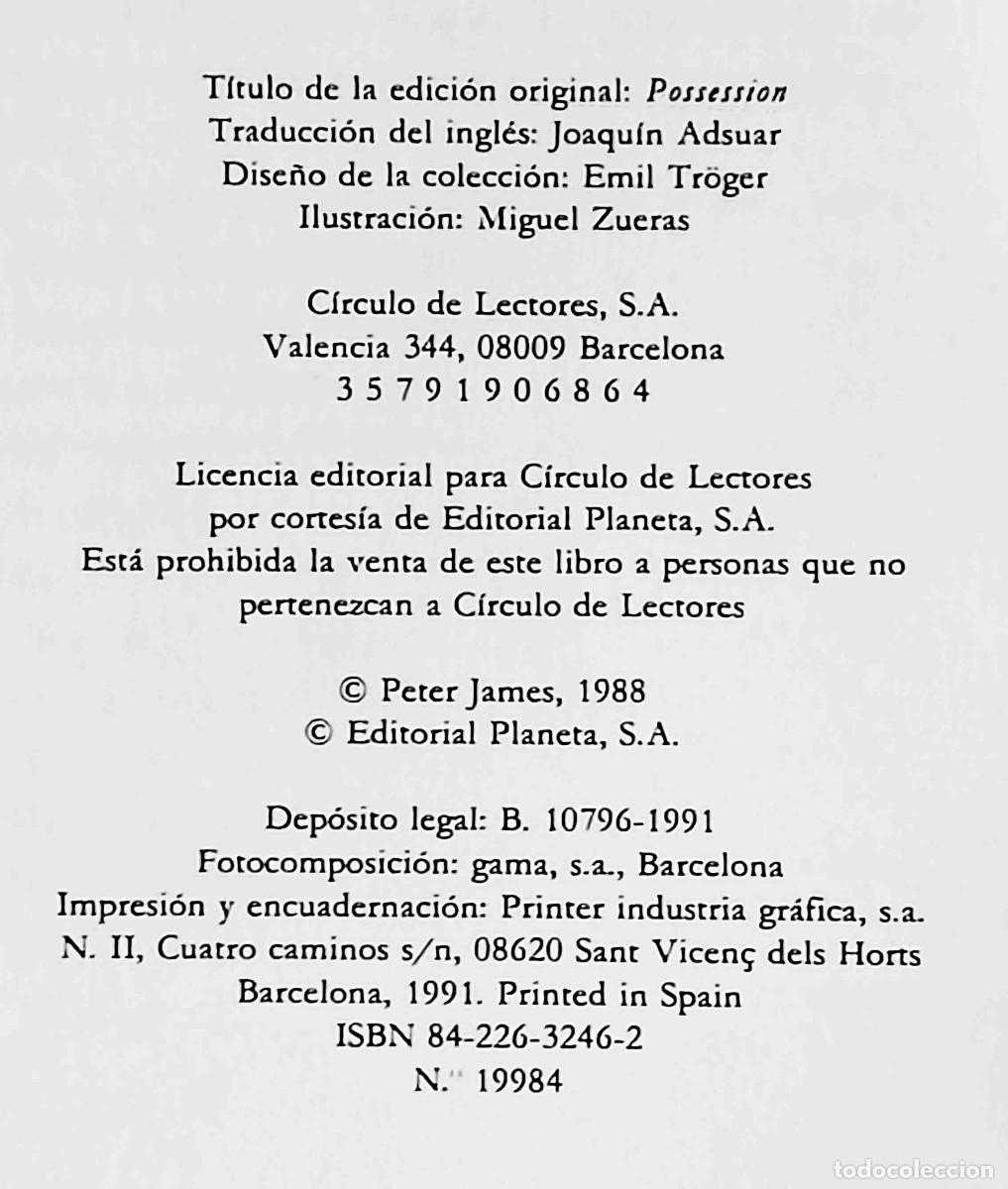 Libros de segunda mano: Posesi&oacute;n (Peter James) C&iacute;rculo de lectores - Foto 2