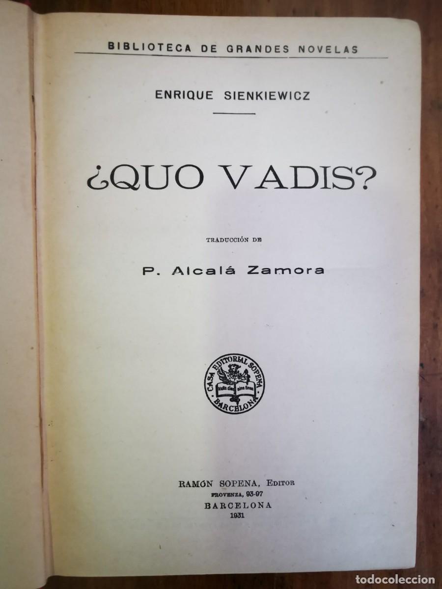 Libros de segunda mano: SIENKIEWICZ, Enrique. &iquest;Quo vadis? - Foto 1