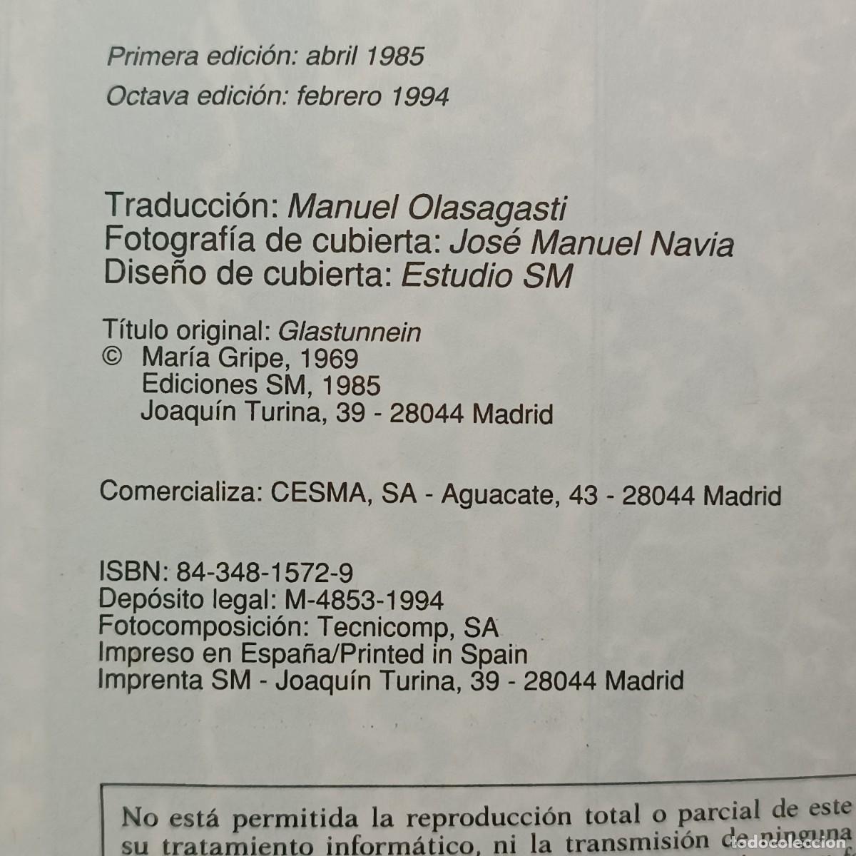 Libros de segunda mano: EL T&Uacute;NEL DE CRISTAL - MAR&Iacute;A GRIPE - GRAN ANGULAR / CAA 22.080 - Foto 3
