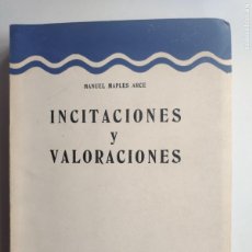 Libros de segunda mano: MAPLES ARCE, MANUEL. - INCITACIONES Y VALORACIONES - 1ª ED. 1956. Lote 394304704