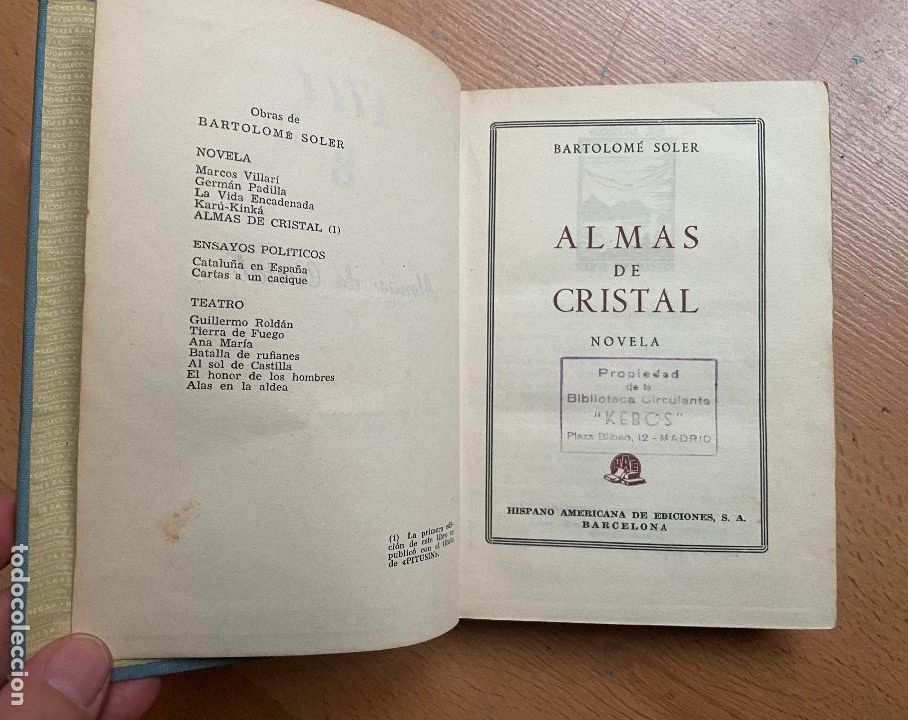 Libros de segunda mano: ALMAS DE CRISTAL ,Bartolome soler - Foto 1