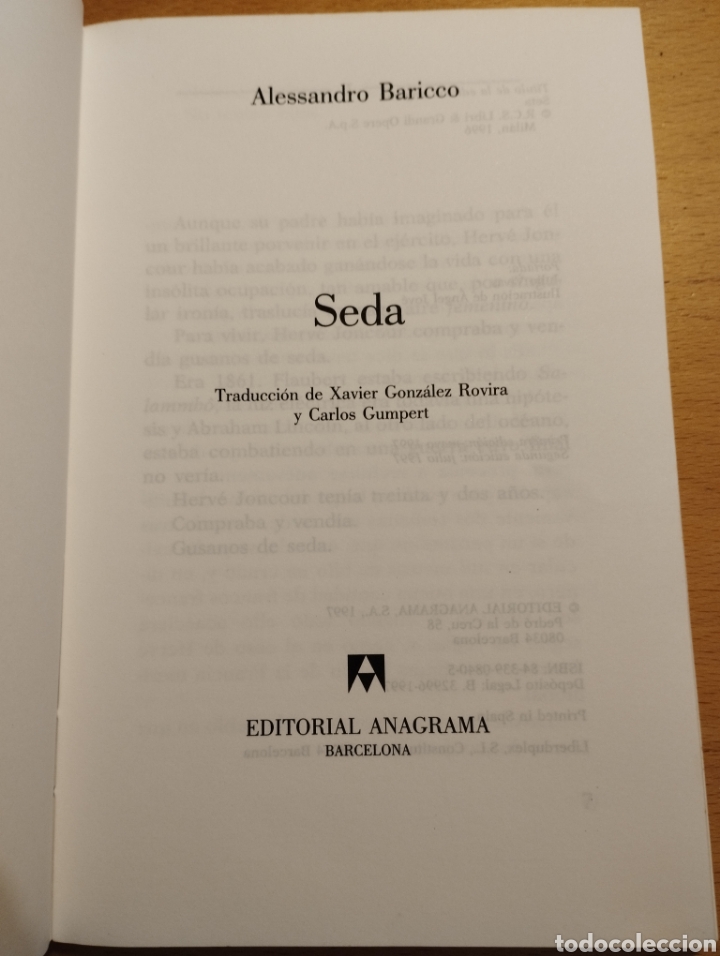 Libros de segunda mano: SEDA (ALESSANDRO BARICCO) - Foto 2