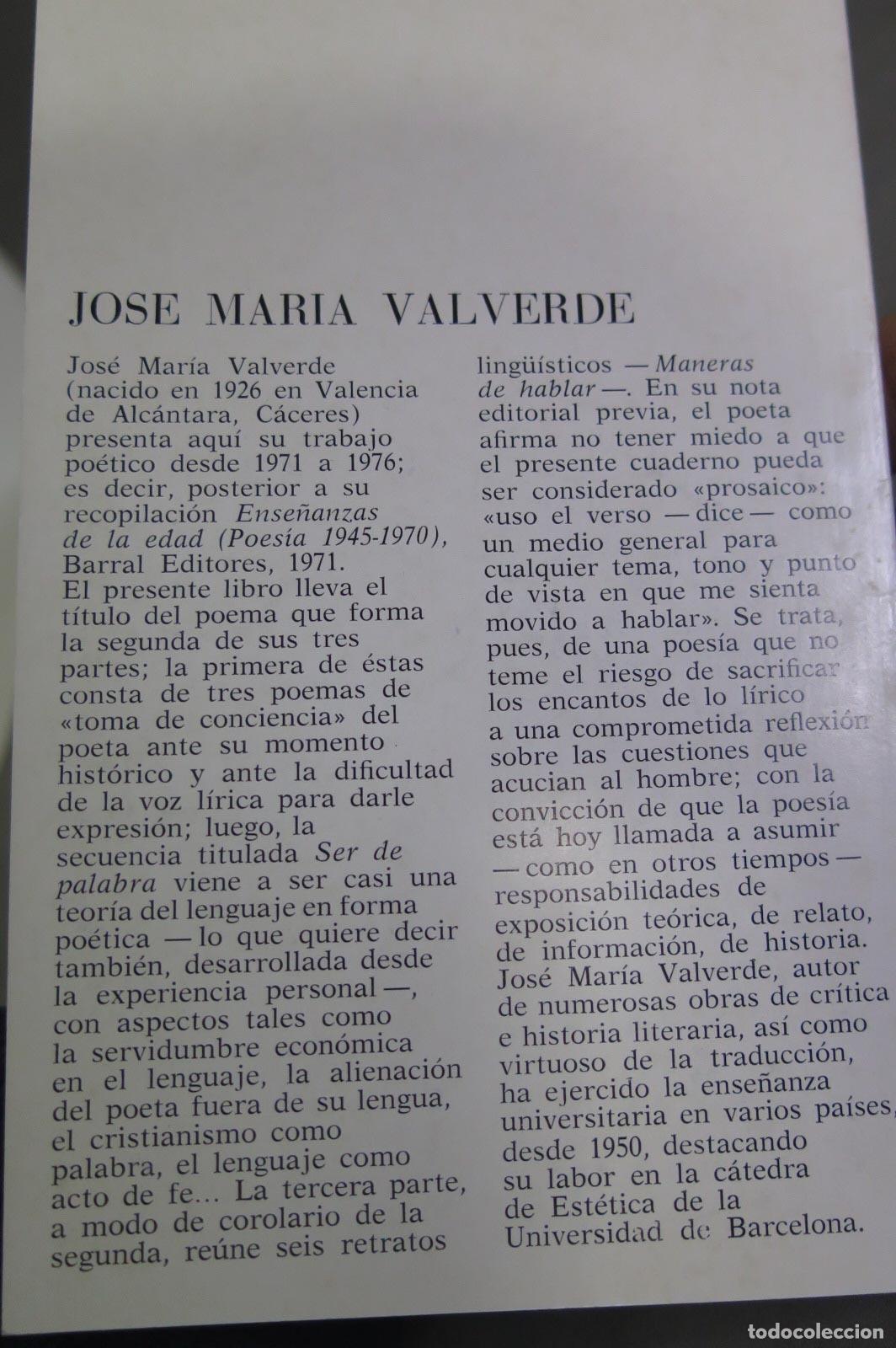 Libros de segunda mano: SER DE PALABRA. VALVERDE - Foto 2