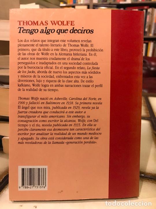 Libros de segunda mano: Tengo algo que deciros. Thomas Wolfe. - Foto 2