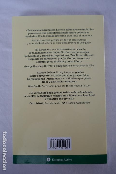 Libros de segunda mano: El carpintero - Jon Gordon - COMO NUEVO - Foto 14