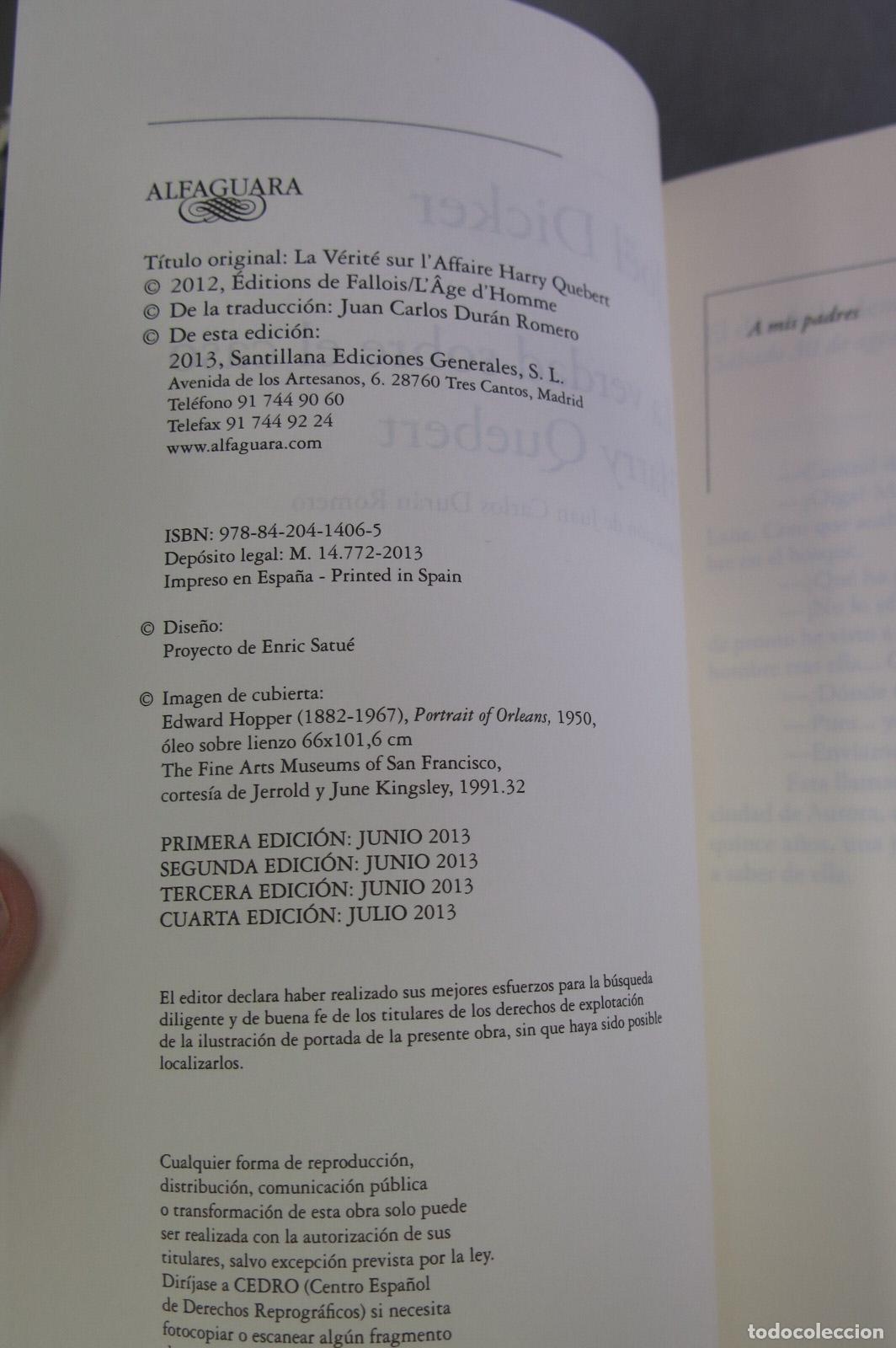 Libros de segunda mano: La verdad sobre el caso Harry Quebert. DICKER - Foto 2