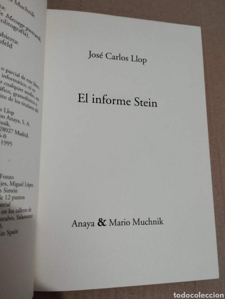 Libros de segunda mano: EL INFORME STEIN (JOS&Eacute; CARLOS LLOP) - Foto 2